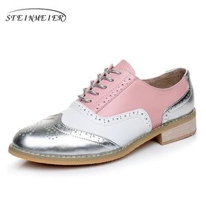 Silver and Pink lace up Oxfords
